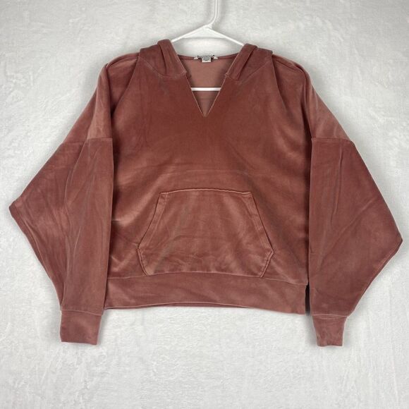 American Eagle Sweater Womens Extra Small Velvet Hooded Front Pocket Casual - Picture 1 of 8